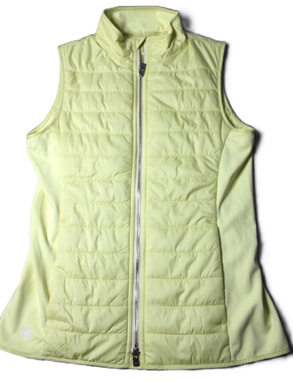 Peter Millar Vest Womens S Yellow Quilted Taffeta Insulated Full Zip Pockets